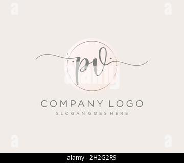 PV feminine logo. Usable for Nature, Salon, Spa, Cosmetic and Beauty Logos. Flat Vector Logo Design Template Element. Stock Vector