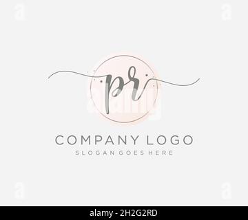 PR feminine logo. Usable for Nature, Salon, Spa, Cosmetic and Beauty Logos. Flat Vector Logo Design Template Element. Stock Vector