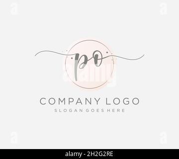 PO feminine logo. Usable for Nature, Salon, Spa, Cosmetic and Beauty Logos. Flat Vector Logo Design Template Element. Stock Vector