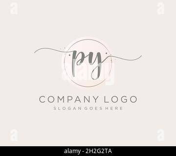 PY feminine logo. Usable for Nature, Salon, Spa, Cosmetic and Beauty Logos. Flat Vector Logo Design Template Element. Stock Vector