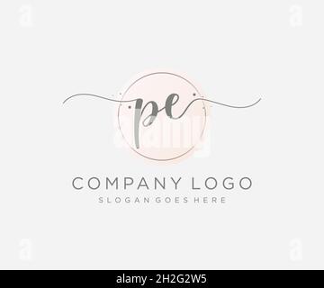 PE feminine logo. Usable for Nature, Salon, Spa, Cosmetic and Beauty Logos. Flat Vector Logo Design Template Element. Stock Vector