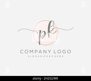 PK feminine logo. Usable for Nature, Salon, Spa, Cosmetic and Beauty Logos. Flat Vector Logo Design Template Element. Stock Vector
