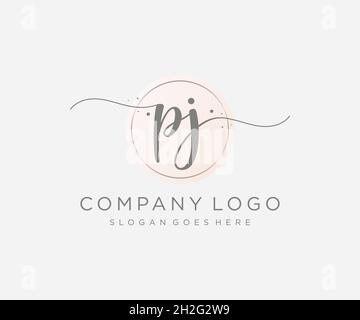 PJ feminine logo. Usable for Nature, Salon, Spa, Cosmetic and Beauty Logos. Flat Vector Logo Design Template Element. Stock Vector