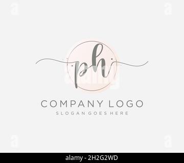 PH feminine logo. Usable for Nature, Salon, Spa, Cosmetic and Beauty Logos. Flat Vector Logo Design Template Element. Stock Vector