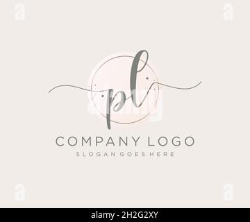 PL feminine logo. Usable for Nature, Salon, Spa, Cosmetic and Beauty Logos. Flat Vector Logo Design Template Element. Stock Vector