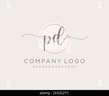PD feminine logo. Usable for Nature, Salon, Spa, Cosmetic and Beauty Logos. Flat Vector Logo Design Template Element. Stock Vector
