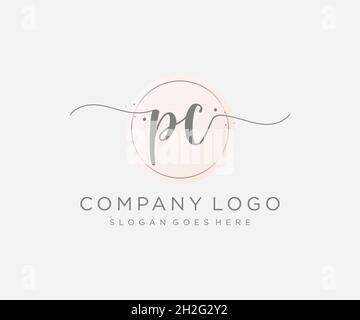 PC feminine logo. Usable for Nature, Salon, Spa, Cosmetic and Beauty Logos. Flat Vector Logo Design Template Element. Stock Vector