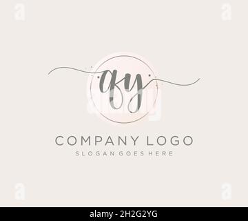 QY feminine logo. Usable for Nature, Salon, Spa, Cosmetic and Beauty Logos. Flat Vector Logo Design Template Element. Stock Vector