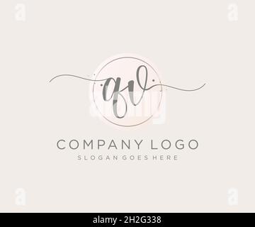 QV feminine logo. Usable for Nature, Salon, Spa, Cosmetic and Beauty Logos. Flat Vector Logo Design Template Element. Stock Vector