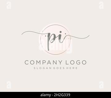 PI feminine logo. Usable for Nature, Salon, Spa, Cosmetic and Beauty Logos. Flat Vector Logo Design Template Element. Stock Vector
