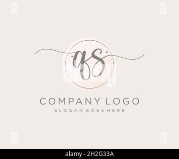 QS feminine logo. Usable for Nature, Salon, Spa, Cosmetic and Beauty Logos. Flat Vector Logo Design Template Element. Stock Vector