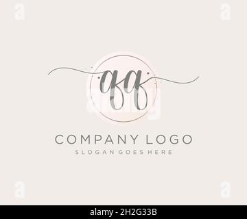 QQ feminine logo. Usable for Nature, Salon, Spa, Cosmetic and Beauty Logos. Flat Vector Logo Design Template Element. Stock Vector