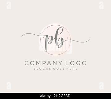 PB feminine logo. Usable for Nature, Salon, Spa, Cosmetic and Beauty Logos. Flat Vector Logo Design Template Element. Stock Vector