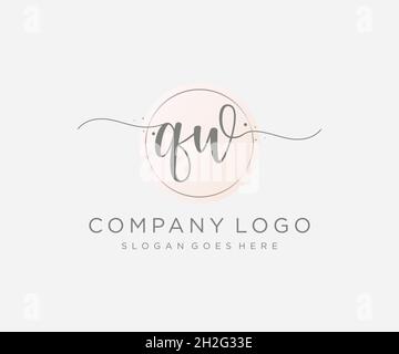 QW feminine logo. Usable for Nature, Salon, Spa, Cosmetic and Beauty Logos. Flat Vector Logo Design Template Element. Stock Vector