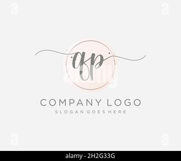 QP feminine logo. Usable for Nature, Salon, Spa, Cosmetic and Beauty Logos. Flat Vector Logo Design Template Element. Stock Vector