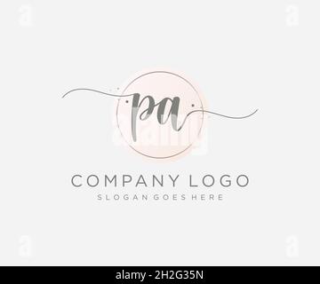 PA feminine logo. Usable for Nature, Salon, Spa, Cosmetic and Beauty Logos. Flat Vector Logo Design Template Element. Stock Vector