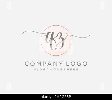 QZ feminine logo. Usable for Nature, Salon, Spa, Cosmetic and Beauty Logos. Flat Vector Logo Design Template Element. Stock Vector