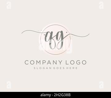 QG feminine logo. Usable for Nature, Salon, Spa, Cosmetic and Beauty Logos. Flat Vector Logo Design Template Element. Stock Vector