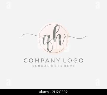 QH feminine logo. Usable for Nature, Salon, Spa, Cosmetic and Beauty Logos. Flat Vector Logo Design Template Element. Stock Vector