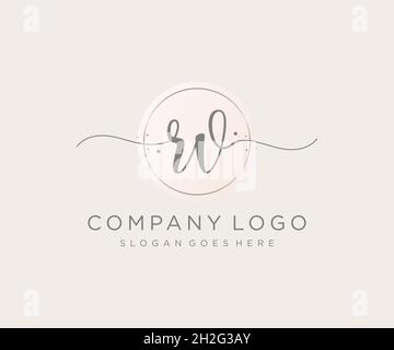RV feminine logo. Usable for Nature, Salon, Spa, Cosmetic and Beauty Logos. Flat Vector Logo Design Template Element. Stock Vector