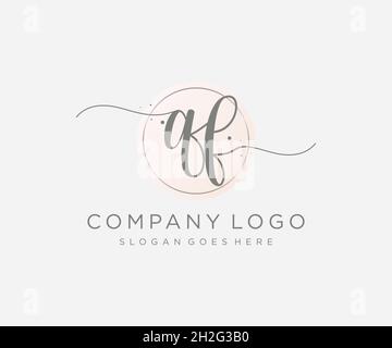 QF feminine logo. Usable for Nature, Salon, Spa, Cosmetic and Beauty Logos. Flat Vector Logo Design Template Element. Stock Vector