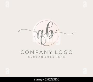 QB feminine logo. Usable for Nature, Salon, Spa, Cosmetic and Beauty Logos. Flat Vector Logo Design Template Element. Stock Vector