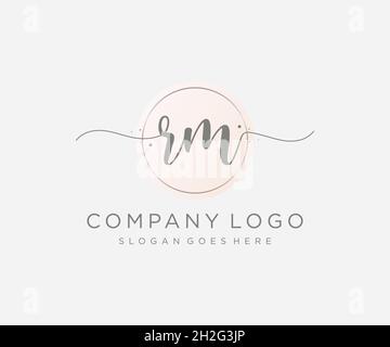 RM feminine logo. Usable for Nature, Salon, Spa, Cosmetic and Beauty Logos. Flat Vector Logo Design Template Element. Stock Vector