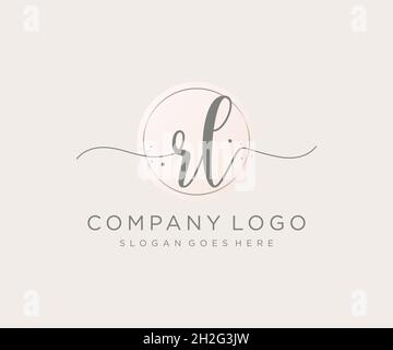 RL feminine logo. Usable for Nature, Salon, Spa, Cosmetic and Beauty Logos. Flat Vector Logo Design Template Element. Stock Vector
