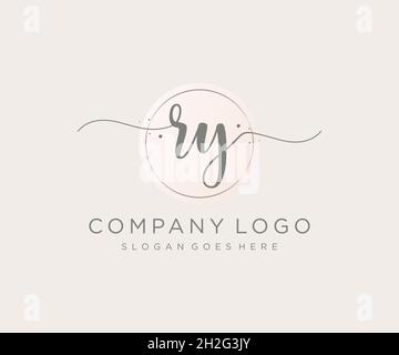 RY feminine logo. Usable for Nature, Salon, Spa, Cosmetic and Beauty Logos. Flat Vector Logo Design Template Element. Stock Vector