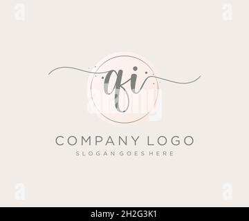 QI feminine logo. Usable for Nature, Salon, Spa, Cosmetic and Beauty Logos. Flat Vector Logo Design Template Element. Stock Vector