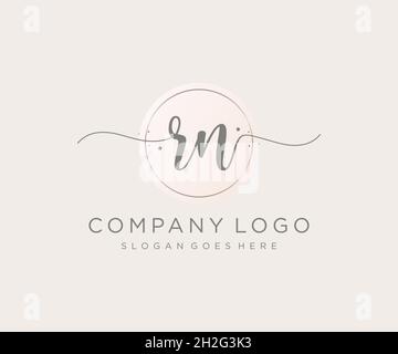 RN feminine logo. Usable for Nature, Salon, Spa, Cosmetic and Beauty Logos. Flat Vector Logo Design Template Element. Stock Vector