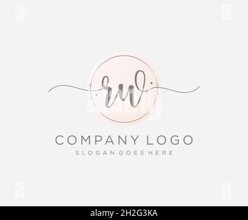 RW feminine logo. Usable for Nature, Salon, Spa, Cosmetic and Beauty Logos. Flat Vector Logo Design Template Element. Stock Vector
