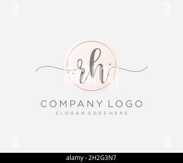 RH feminine logo. Usable for Nature, Salon, Spa, Cosmetic and Beauty Logos. Flat Vector Logo Design Template Element. Stock Vector