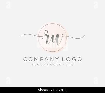 RU feminine logo. Usable for Nature, Salon, Spa, Cosmetic and Beauty Logos. Flat Vector Logo Design Template Element. Stock Vector