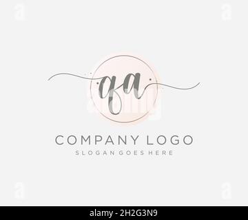 QA feminine logo. Usable for Nature, Salon, Spa, Cosmetic and Beauty Logos. Flat Vector Logo Design Template Element. Stock Vector