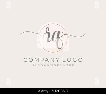 RQ feminine logo. Usable for Nature, Salon, Spa, Cosmetic and Beauty Logos. Flat Vector Logo Design Template Element. Stock Vector
