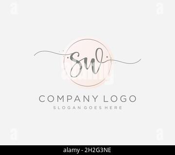 SW feminine logo. Usable for Nature, Salon, Spa, Cosmetic and Beauty Logos. Flat Vector Logo Design Template Element. Stock Vector