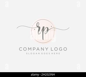 RP feminine logo. Usable for Nature, Salon, Spa, Cosmetic and Beauty Logos. Flat Vector Logo Design Template Element. Stock Vector