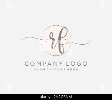 RF feminine logo. Usable for Nature, Salon, Spa, Cosmetic and Beauty Logos. Flat Vector Logo Design Template Element. Stock Vector