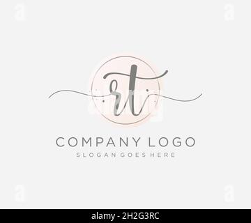 RT feminine logo. Usable for Nature, Salon, Spa, Cosmetic and Beauty Logos. Flat Vector Logo Design Template Element. Stock Vector