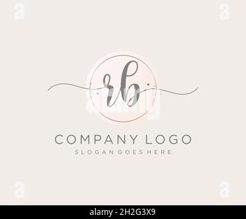 RB feminine logo. Usable for Nature, Salon, Spa, Cosmetic and Beauty Logos. Flat Vector Logo Design Template Element. Stock Vector