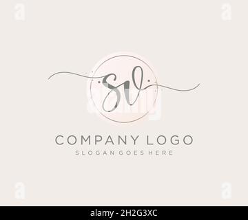 SV feminine logo. Usable for Nature, Salon, Spa, Cosmetic and Beauty Logos. Flat Vector Logo Design Template Element. Stock Vector