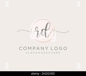 RD feminine logo. Usable for Nature, Salon, Spa, Cosmetic and Beauty Logos. Flat Vector Logo Design Template Element. Stock Vector