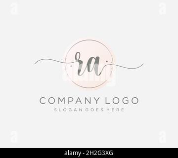 RA feminine logo. Usable for Nature, Salon, Spa, Cosmetic and Beauty Logos. Flat Vector Logo Design Template Element. Stock Vector