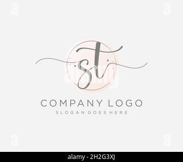 ST feminine logo. Usable for Nature, Salon, Spa, Cosmetic and Beauty Logos. Flat Vector Logo Design Template Element. Stock Vector