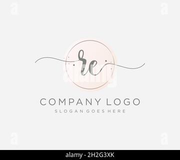 RE feminine logo. Usable for Nature, Salon, Spa, Cosmetic and Beauty Logos. Flat Vector Logo Design Template Element. Stock Vector