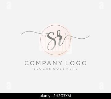 SR feminine logo. Usable for Nature, Salon, Spa, Cosmetic and Beauty Logos. Flat Vector Logo Design Template Element. Stock Vector