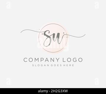 SU feminine logo. Usable for Nature, Salon, Spa, Cosmetic and Beauty Logos. Flat Vector Logo Design Template Element. Stock Vector