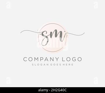 SM feminine logo. Usable for Nature, Salon, Spa, Cosmetic and Beauty Logos. Flat Vector Logo Design Template Element. Stock Vector
