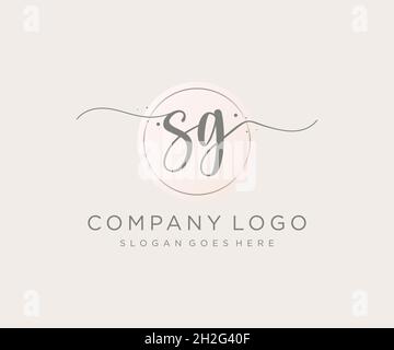 SG feminine logo. Usable for Nature, Salon, Spa, Cosmetic and Beauty Logos. Flat Vector Logo Design Template Element. Stock Vector